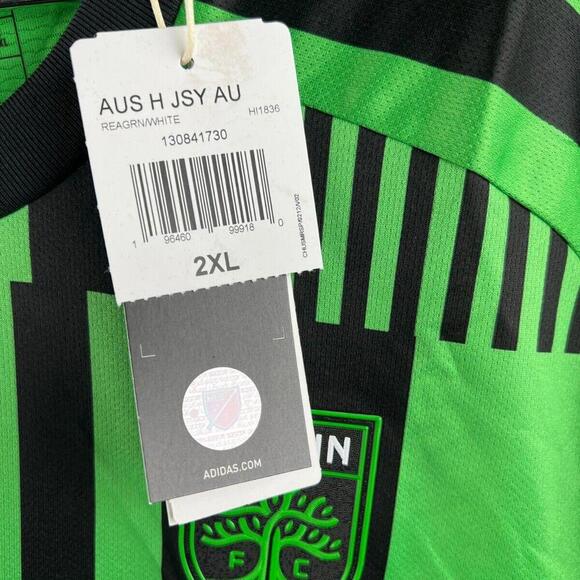 2023/24 Adidas Aeroready Austin FC MLS Soccer Jersey Mens 2XL  Yeti Green Black - Picture 7 of 9